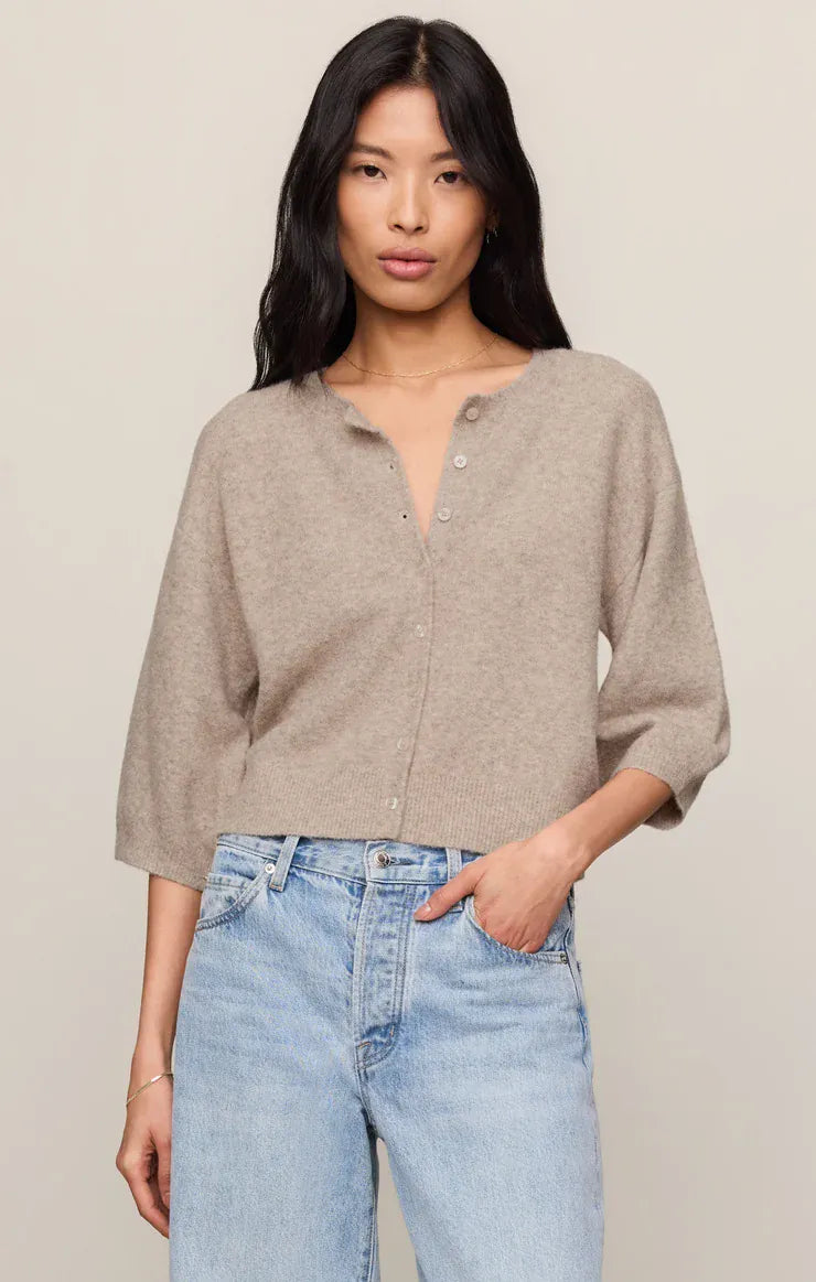 Z Supply Valor Short Sleeve Cardigan in Natural Heather
