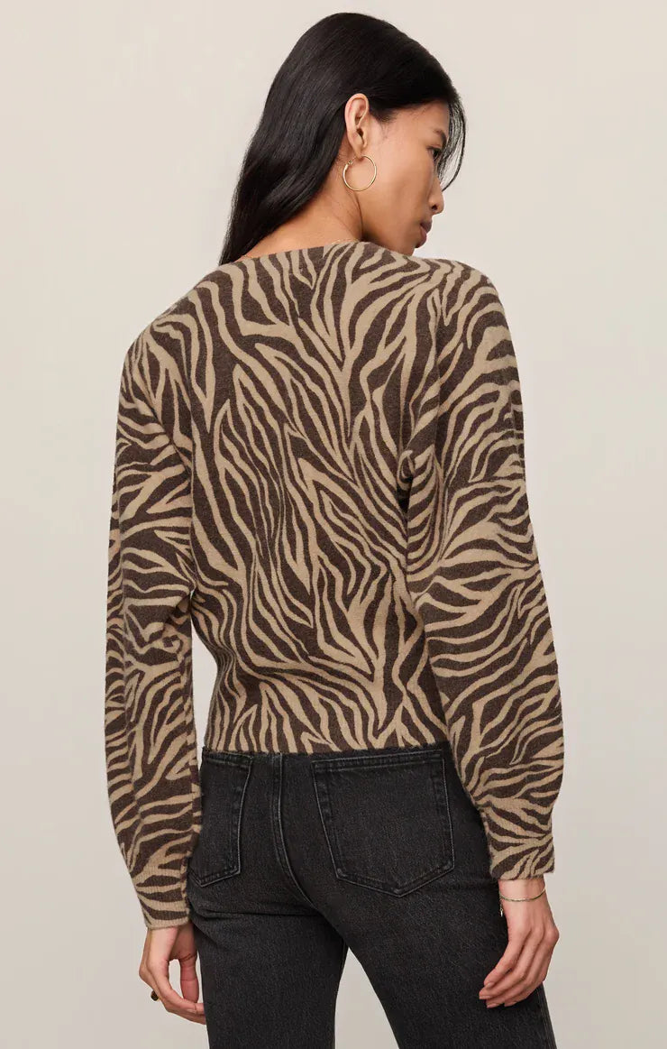 Z Supply All The Wild Cardigan in Dark Chocolate Dark Chocolate Zebra Print Cropped Cardigan Sweaters