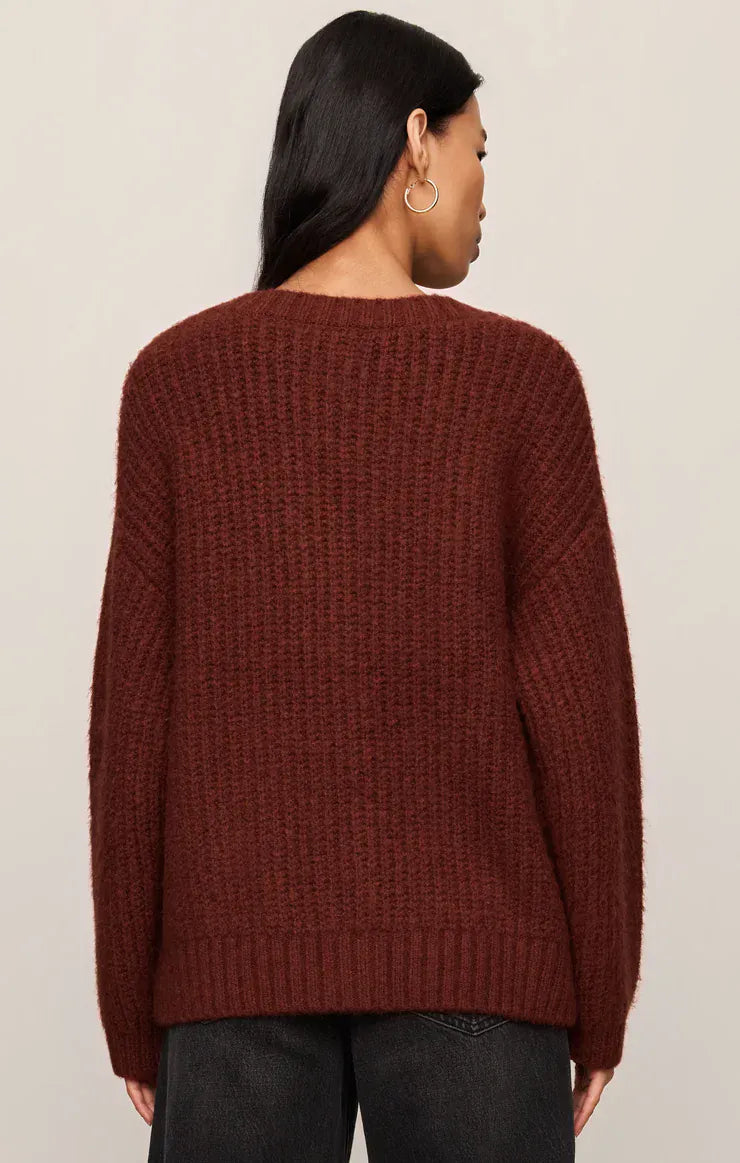 Z Supply Whitmore Cardigan in Velvet Rouge Velvet Rouge Oversized Rib Knit Button-Front Cardigan Sweaters