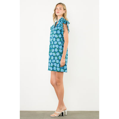 Hello Hydrangea Flutter Sleeve Dress