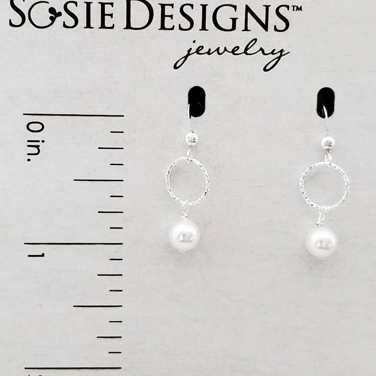 Sterling Diamond Cut Pearl Earrings