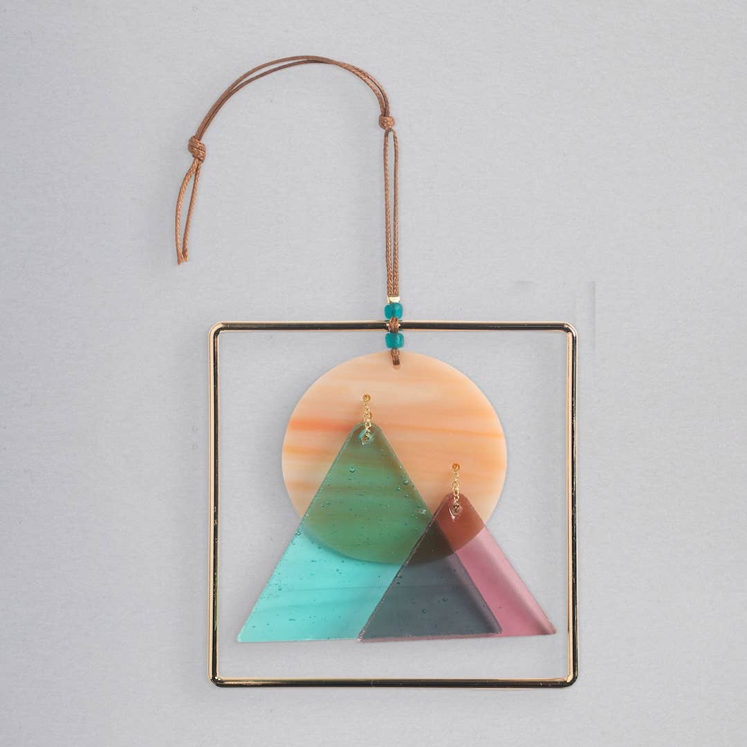 Stained Glass Light Catcher - Sunset Mountains