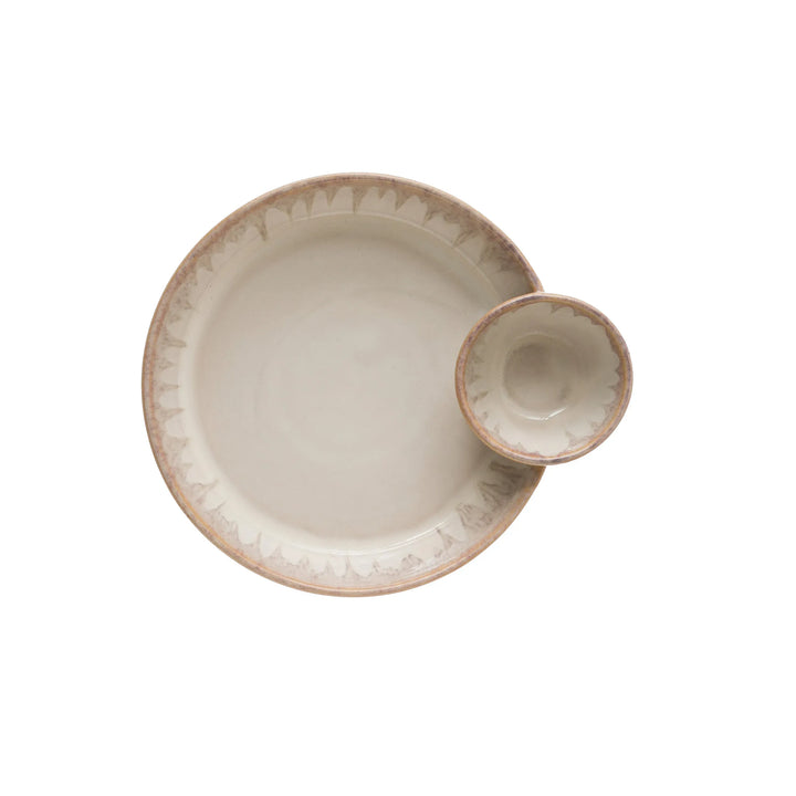Simply Serve Chip &amp; Dip Stoneware Server