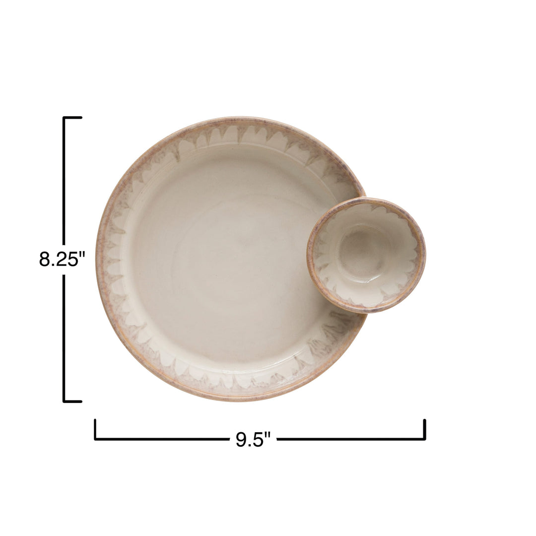 Simply Serve Chip &amp; Dip Stoneware Server