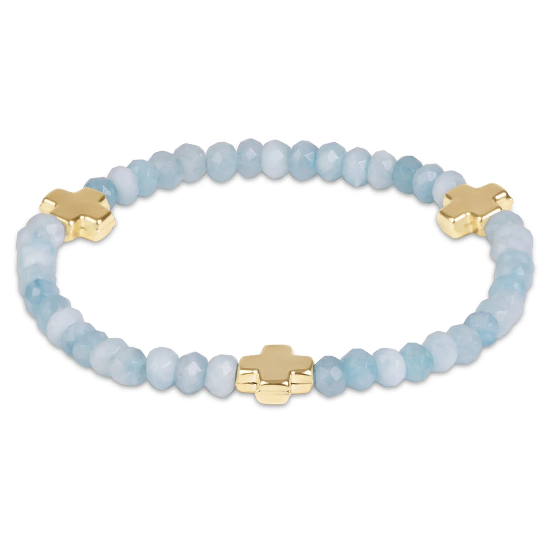 Enewton Signature Cross Gold 4mm Gold Filled Gemstone Bracelet - Aquamarine enewton Signature Cross Aquamarine Gemstone Bracelet Bracelet