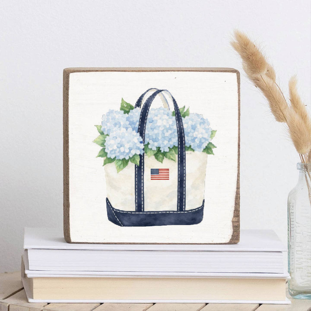 Hydrangea Flag Boat Tote Block Sign