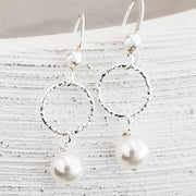 Sterling Diamond Cut Pearl Earrings