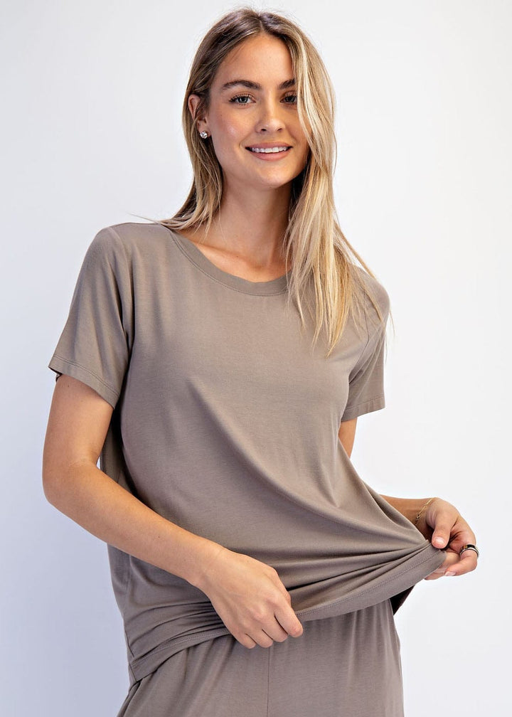 Cloud Nine Moss Brown Short Sleeve Top