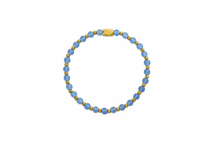 Isla Waterproof Beads of the Sea Stretch Bracelet – Periwinkle Seaglass &amp; Gold, Tarnish-Free