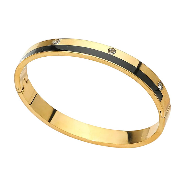 Enamel Pavé Hinged Gold Bangle
