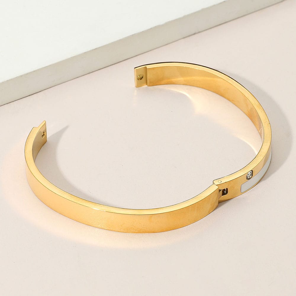 Enamel Pavé Hinged Gold Bangle
