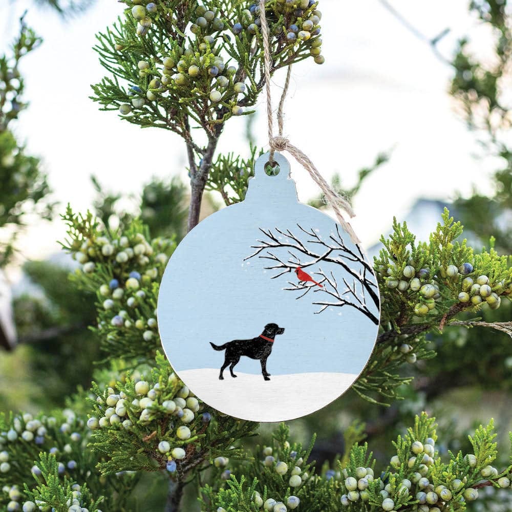 Dog And Cardinal Bulb Ornament Dog And Cardinal Bulb Ornament