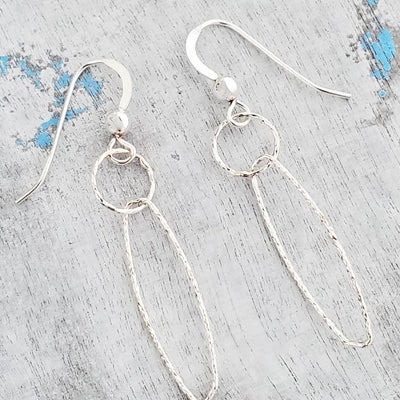 Sterling Diamond Cut Oval Link Earrings