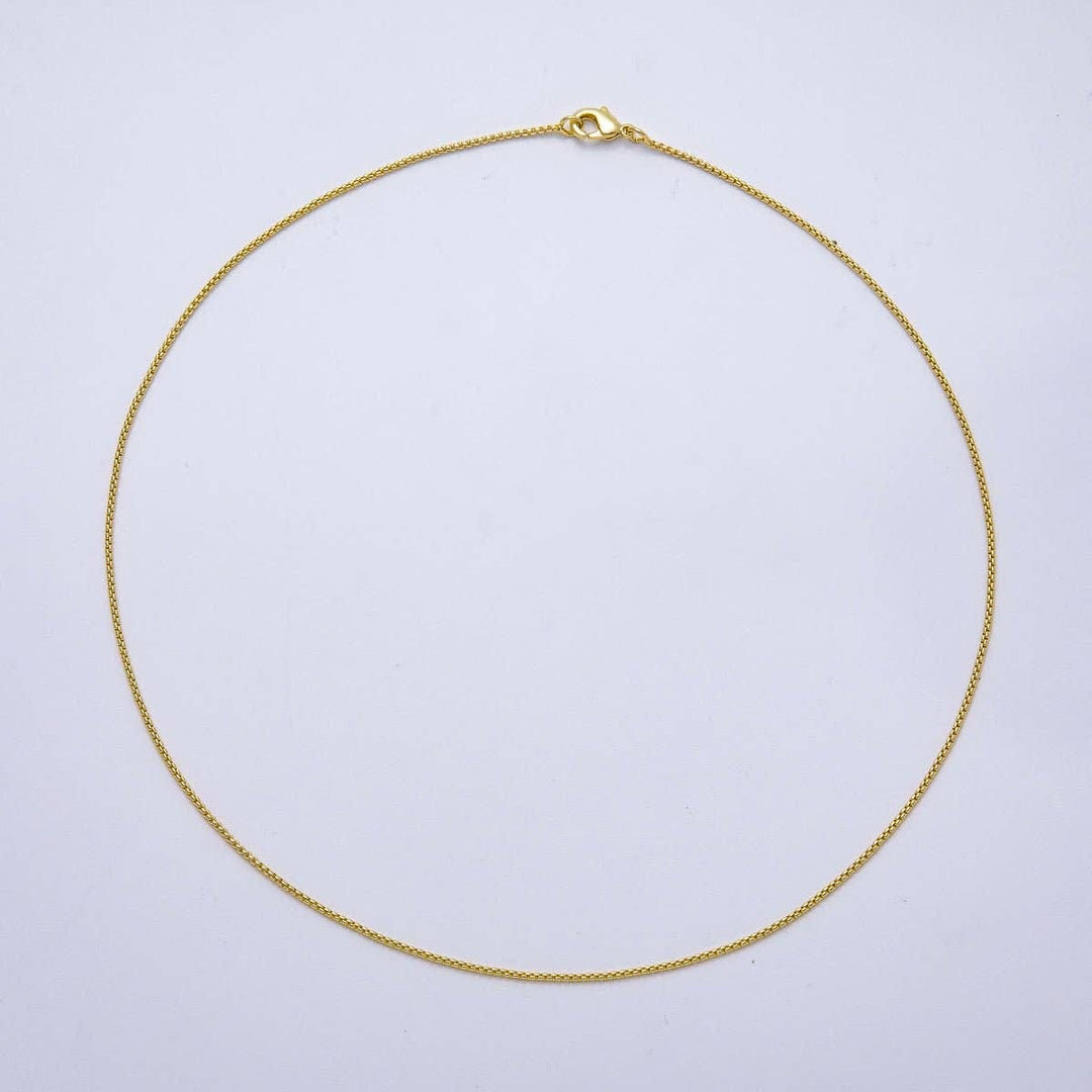 Build Your Own Pendant Necklace - 18kt Gold Plated 1mm Dainty Box Chain Build Your Own Pendant Necklace - 18kt Gold Plated 1mm Dainty Box Chain