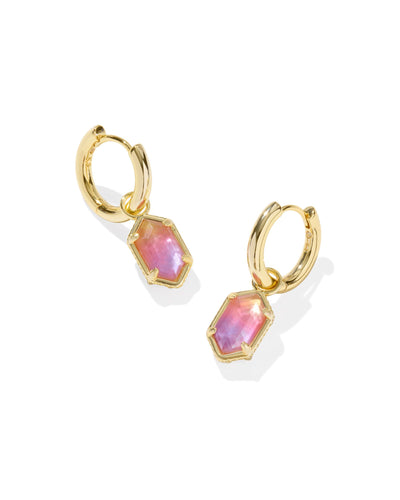 Kendra Scott Hallie Gold Huggie Earrings in Sunrise Watercolor Illusion