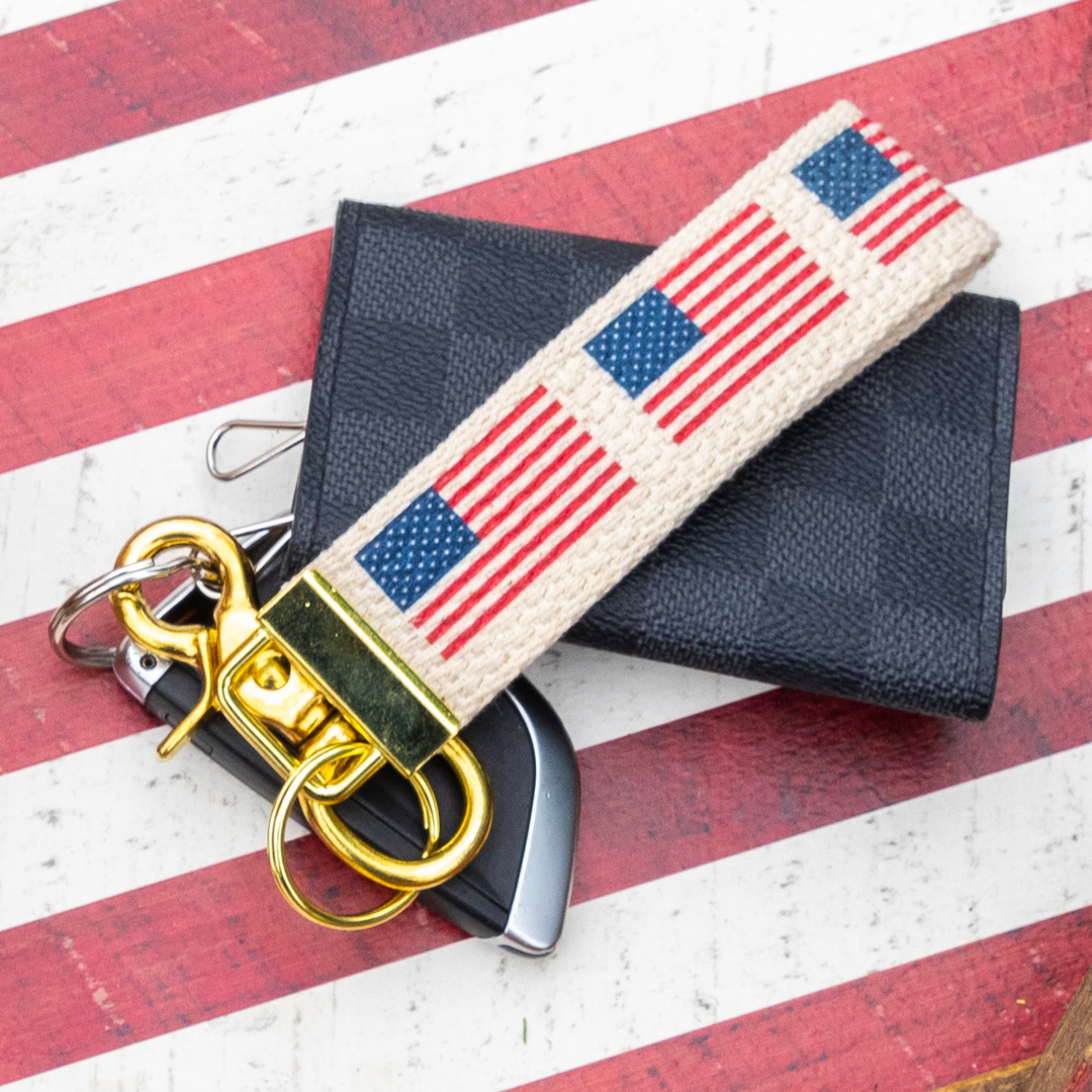 50 Stars American Flag Keychain