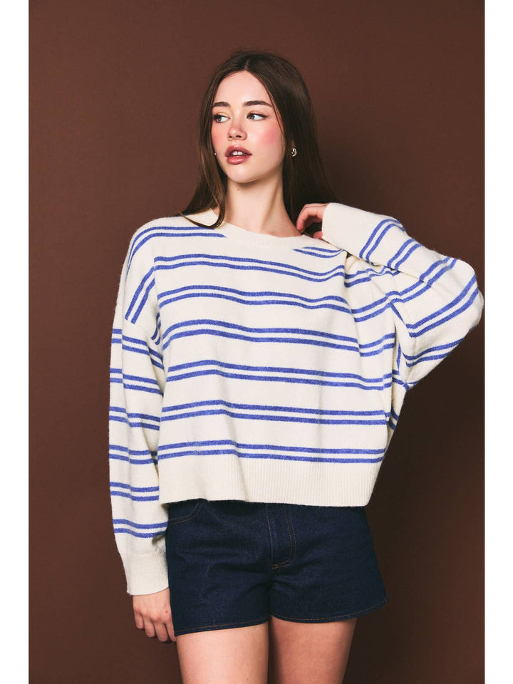 Harbor White &amp; Blue Striped Sweater