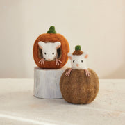 Handmade Felt Pumpkin with Mouse