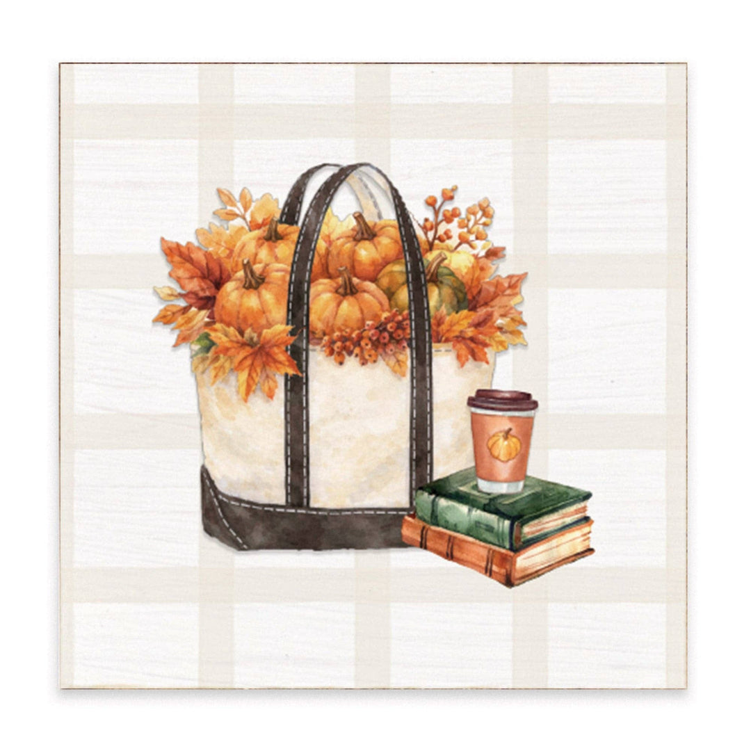 Fall Boat Tote Wood Block Sign