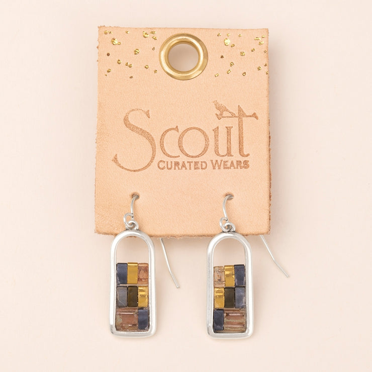 Good Karma Miyuki Frame Earring - Gunmetal/Silver