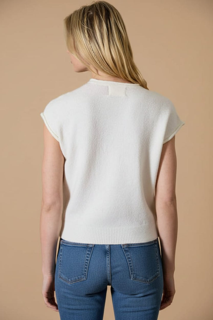 Raw Edge Cap Sleeve Cardigan