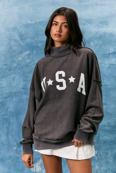 American Classic Oversized Reversible Mock Neck Sweatshirt