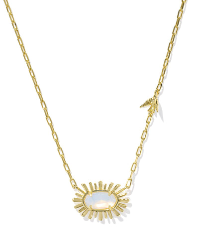 Kendra Scott Elisa Bird Gold Short Pendant Necklace in Opalite Illusion