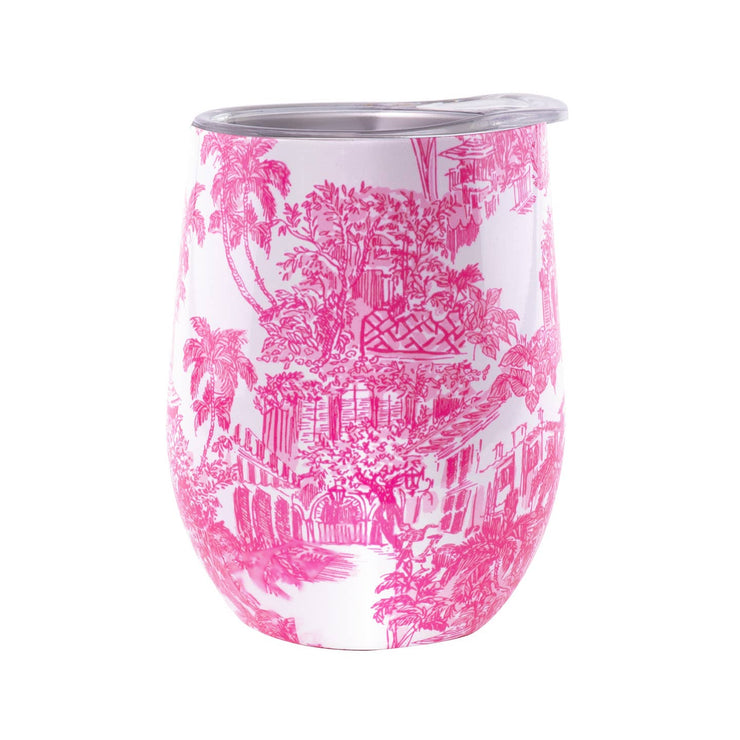 Lilly Pulitzer Palm Beach Toile Insulated Stemless Wine Tumbler