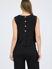 Classic Back Button Sleeveless Top
