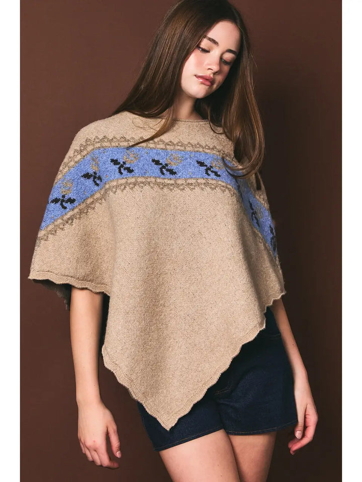 Rosalyn Fair Isle Sweater Poncho
