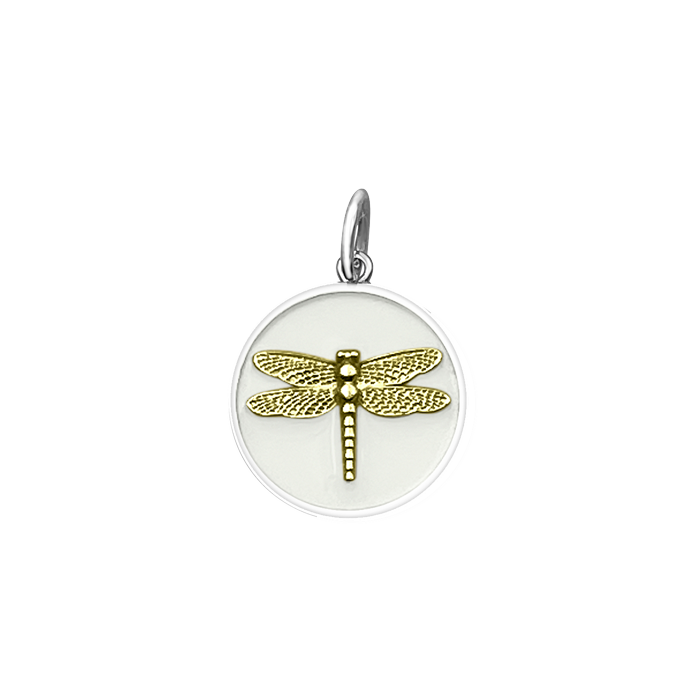 Lola Dragonfly Pendant - Gold Alpine White