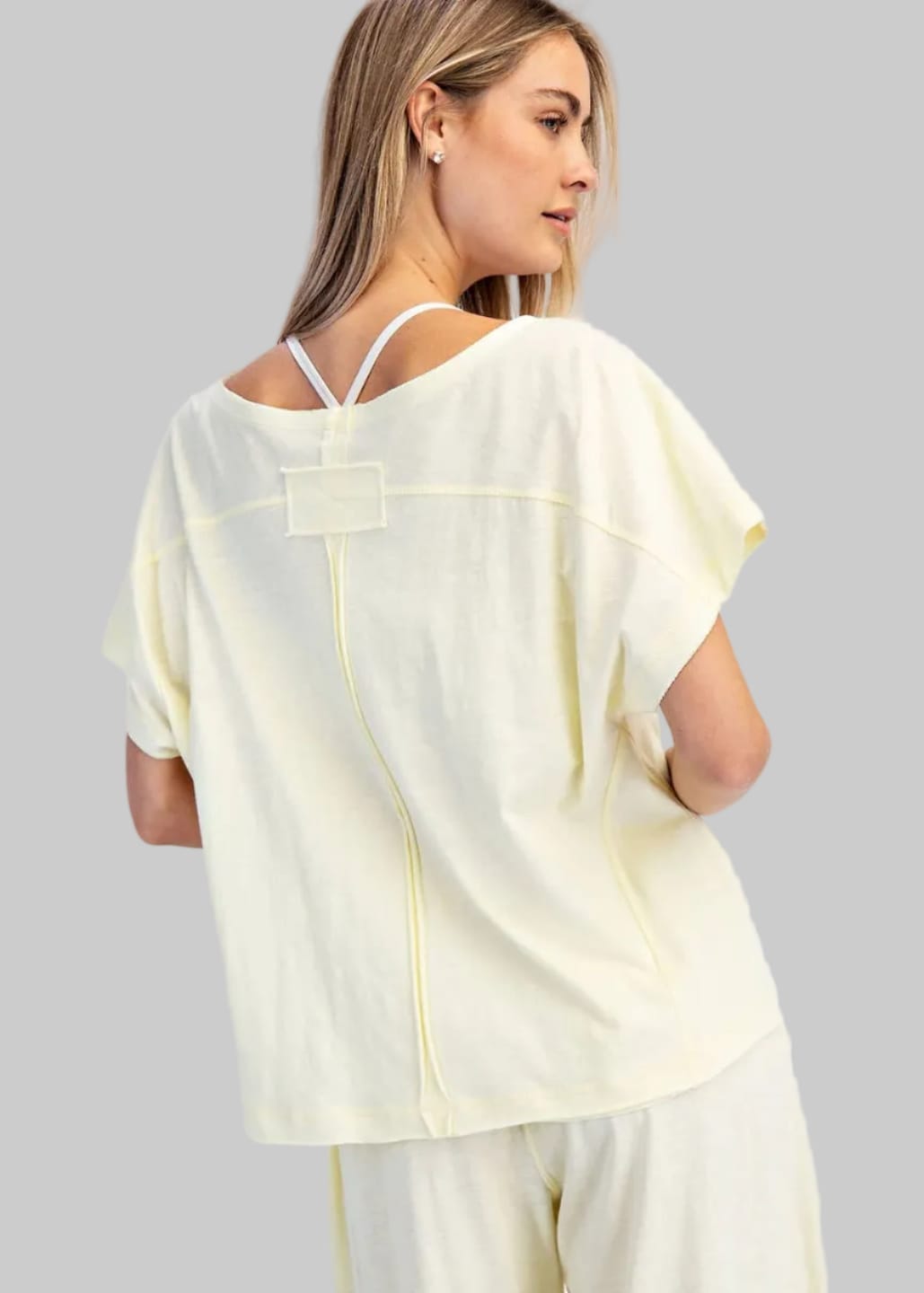 Cotton Slub Off the Shoulder Butter Yellow Tee