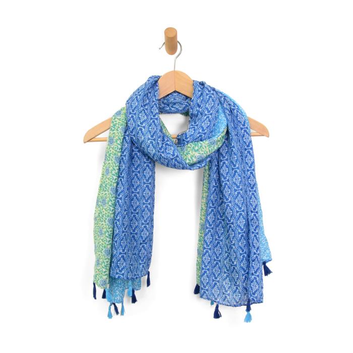 Blocked Floral Vines Scarf