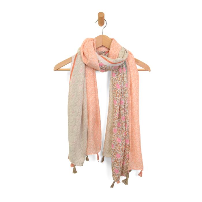 Blocked Floral Vines Scarf