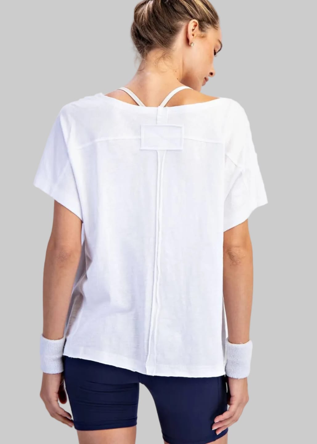 Cotton Slub Off the Shoulder White Tee