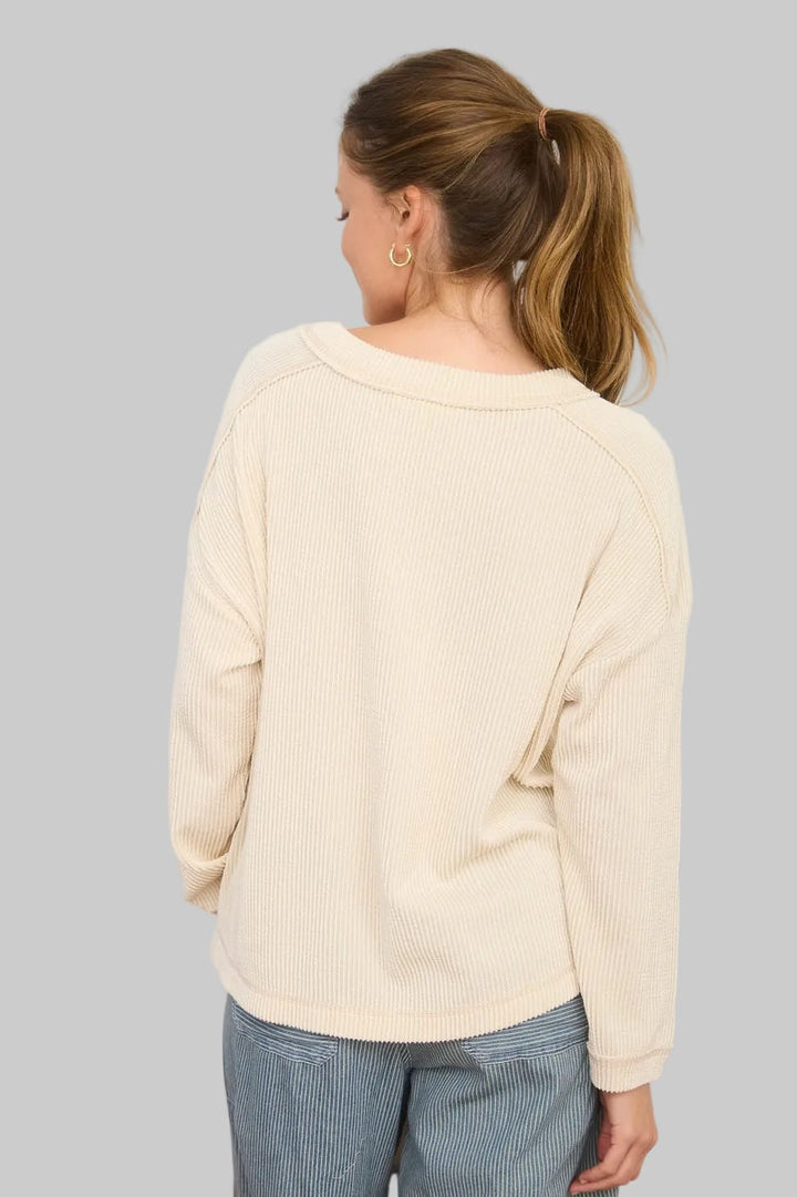 Soft Lines Oatmeal Crew Top