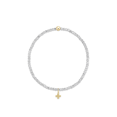 Enewton Bright Silver Faceted Hematite 2mm Bead Bracelet - Signature Cross