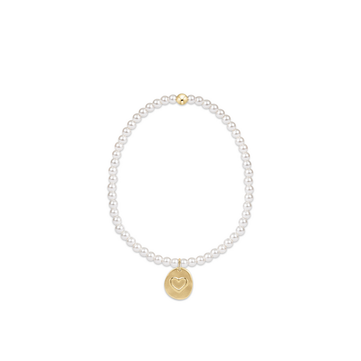 Enewton Classic Pearl 3mm Bead Bracelet - Inspire Love Small Gold Charm