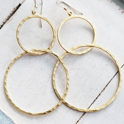 Gold Hammered Circle Earrings