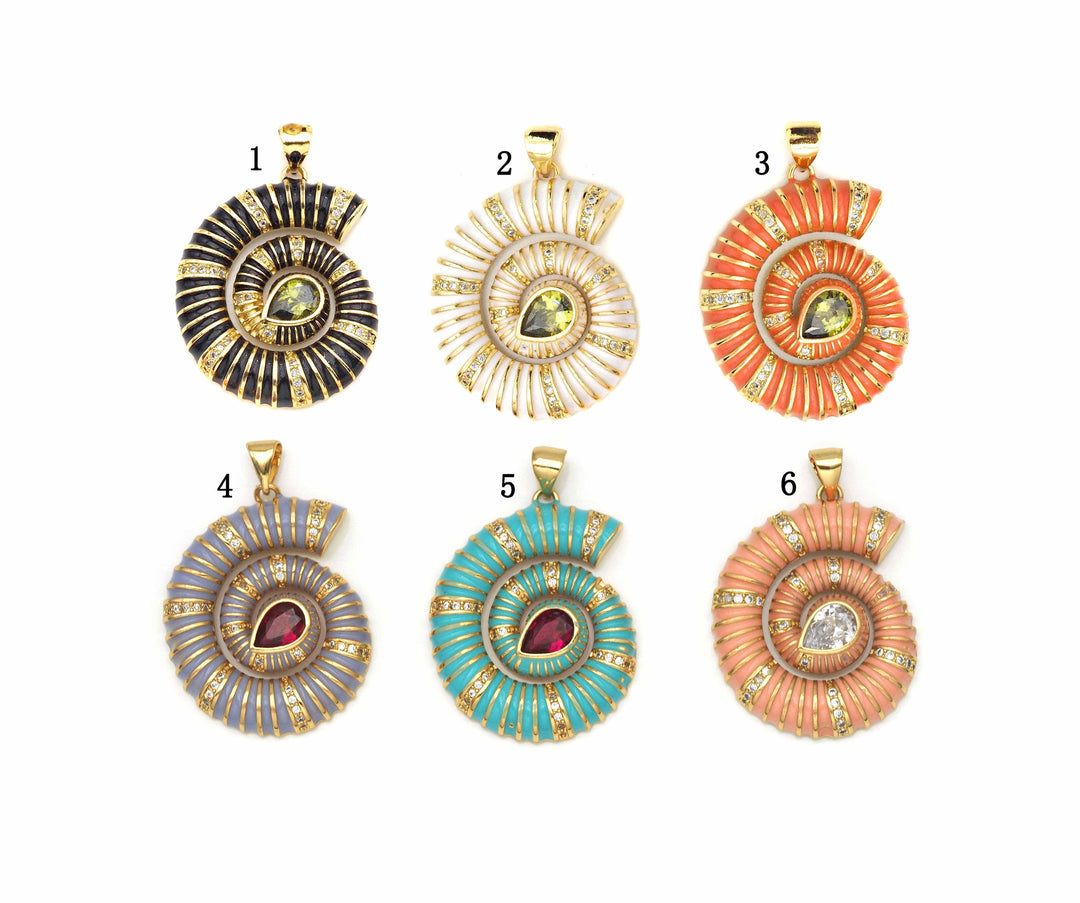 Pave White Enamel Shell Pendant Pave White Enamel Shell Pendant