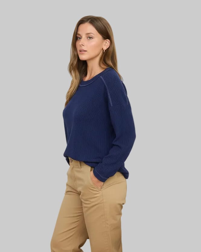 Soft Lines Navy Crew Top
