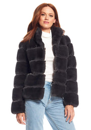 Fabulous Furs Charcoal Faux Fur Posh Jacket