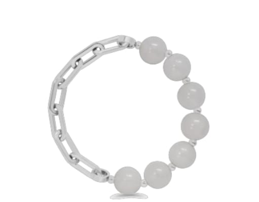 Isla Half &amp; Half Waterproof Bracelet- White Cap Isla Half &amp; Half White Bead Waterproof Bracelet Silver Bracelet