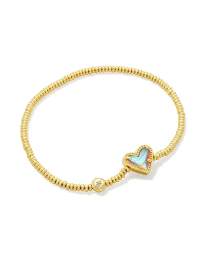 Ari Gold Heart Stretch Bracelet in Dichroic Glass