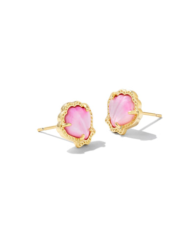 Kendra Scott Brynne Gold Shell Stud Earrings in Ivory Mother of Pearl