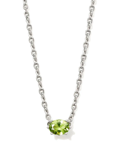 Kendra Scott Cailin Silver Pendant Necklace in Green Peridot Crystal