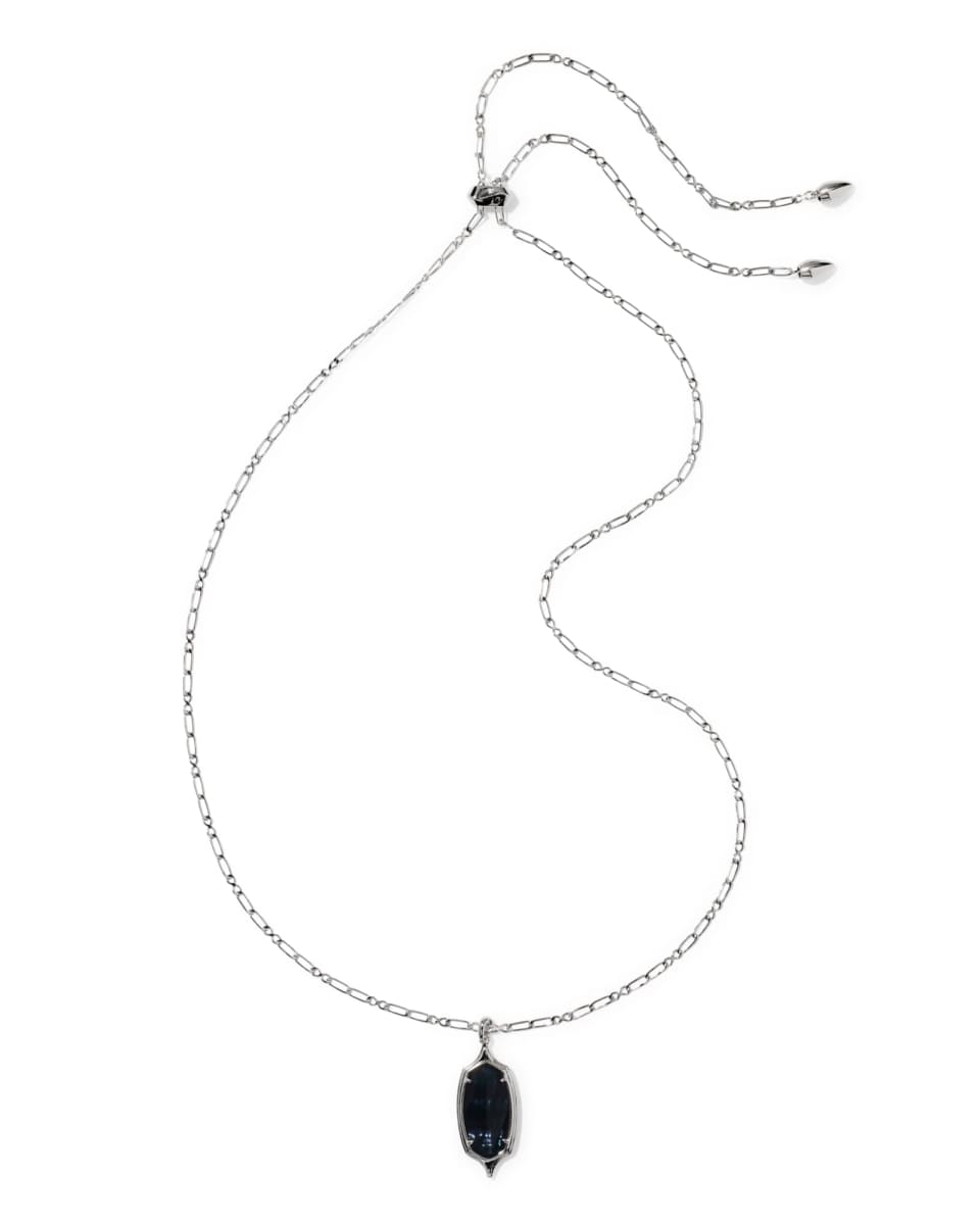 Kendra Scott Dani Stepped Frame Silver Long Pendant Necklace in Dark Indigo Illusion Kendra Scott Dani Stepped Frame Silver Long Pendant Necklace in Dark Indigo Illusion Necklace