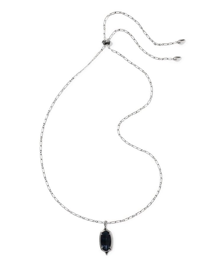Kendra Scott Dani Stepped Frame Silver Long Pendant Necklace in Dark Indigo Illusion Kendra Scott Dani Stepped Frame Silver Long Pendant Necklace in Dark Indigo Illusion Necklace
