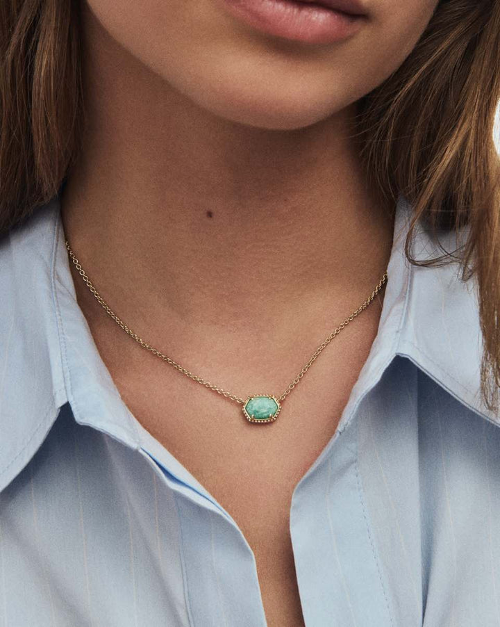 Kendra Scott Daphne Frame Necklace - Gold Teal Amazonite