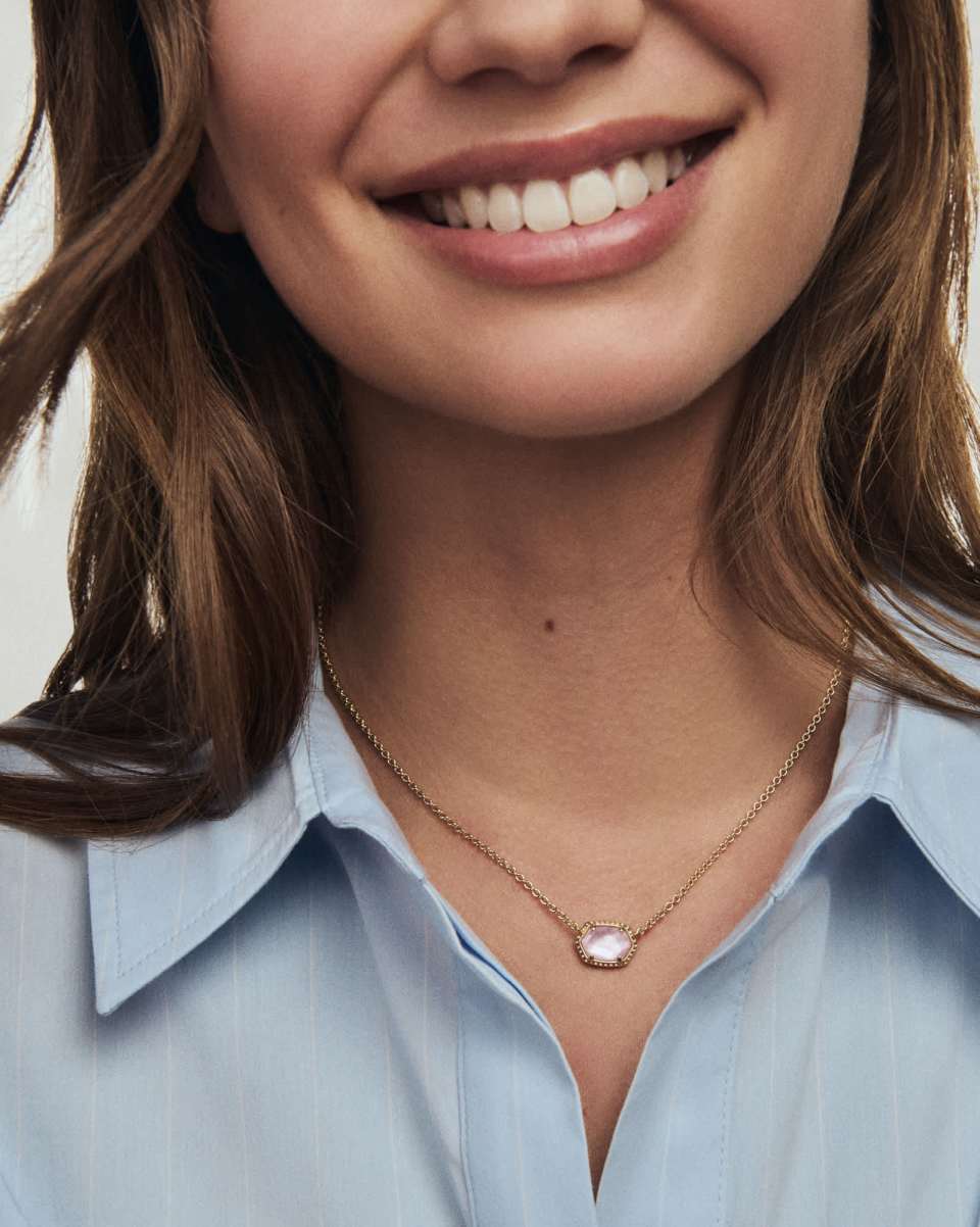 Kendra Scott Daphne Frame Necklace - Gold Light Pink Mother of Pearl